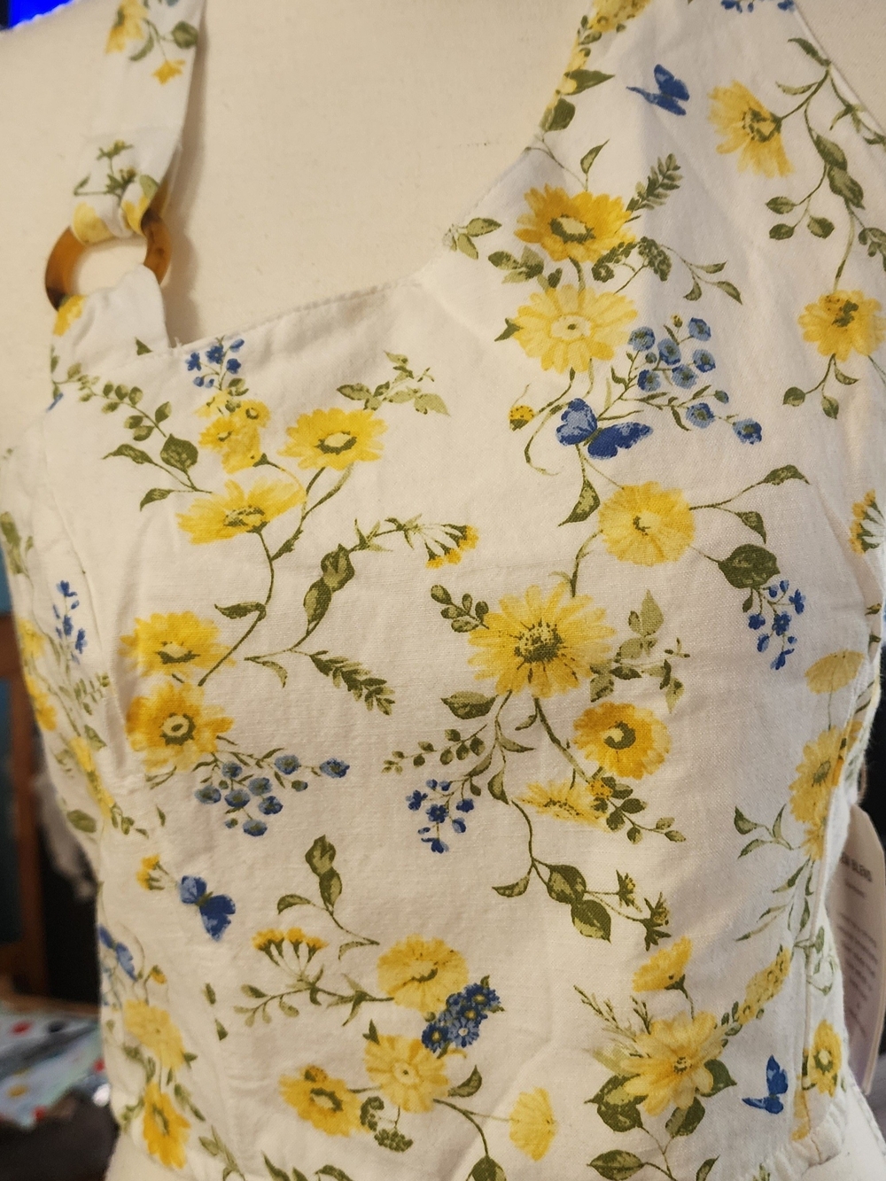 Floral Yellow and Blue Halter Top Women Sz SM NWT